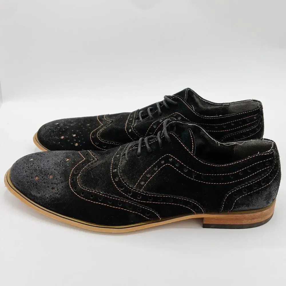Steve Madden Wakken Suede Lace Up Dress Oxford Shoe Size 11.5 Black
